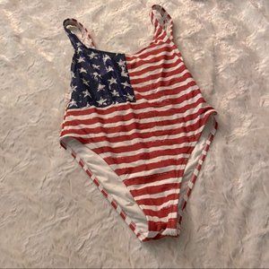 ⭐️Xhiliration Hi Cut American Flag Swimsuit